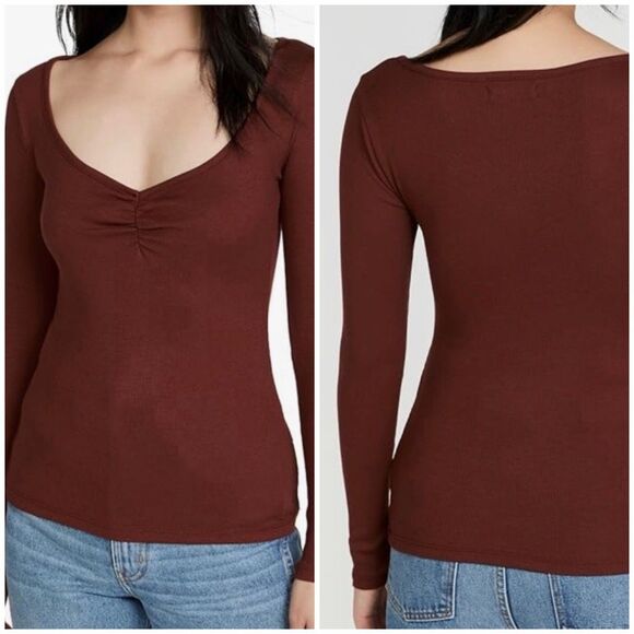 Madewell Tops - Madewell Fine Ribbed Sweetheart Tee Size S